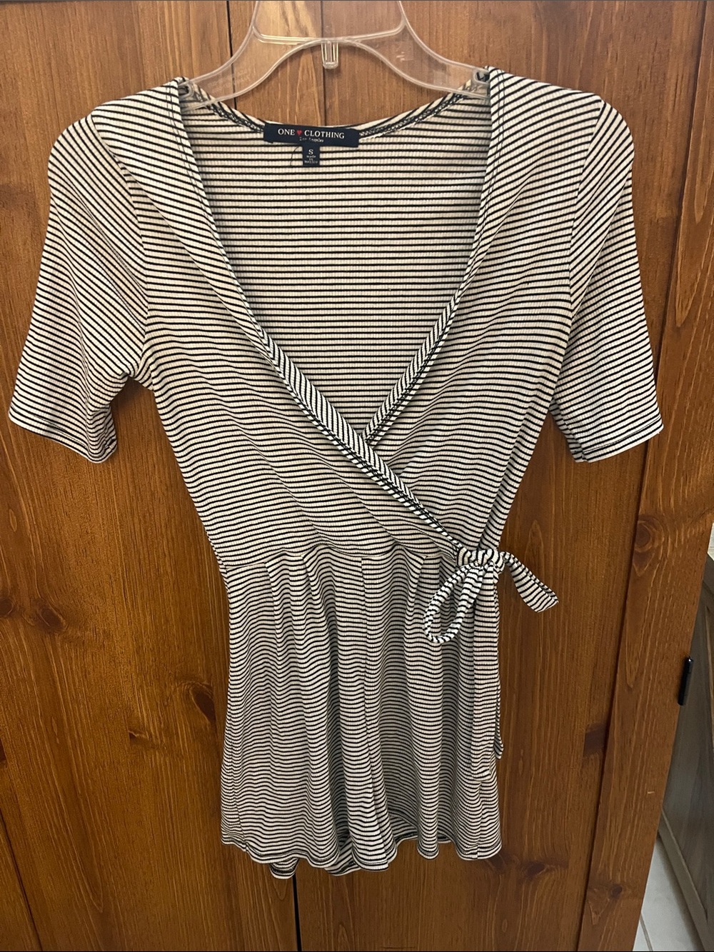 One cClothing Black & White Striped Romper